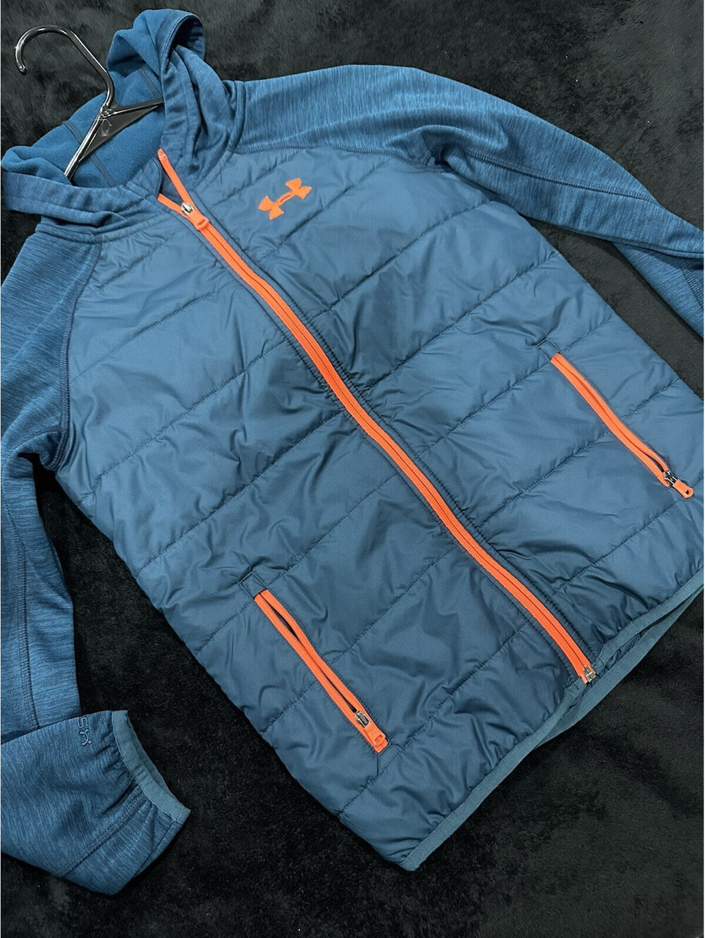 Under Armour ColdGear YM Blue/Orange Full-Zip Hooded Softshell Jacket
